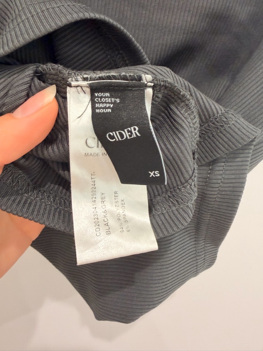 CIDER -Women's Charcoal Ruched Rib Tank Top - Picture 3 of 3